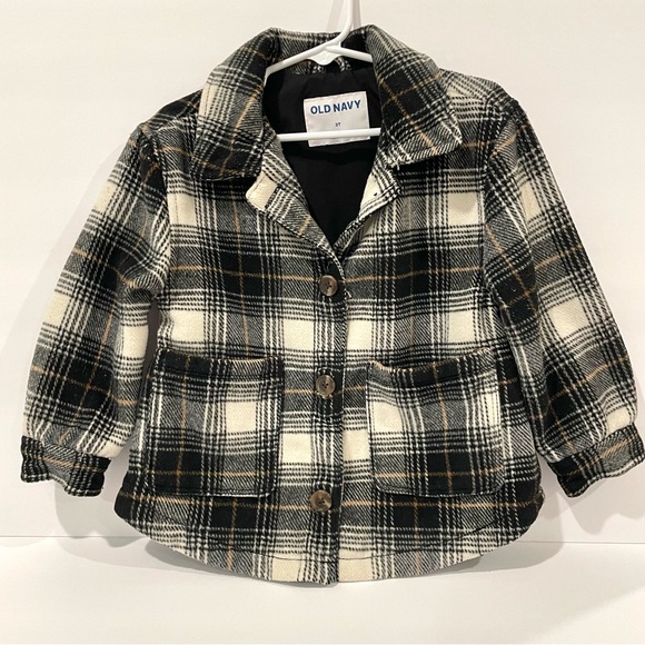 Old Navy Girl’s Plaid Button-Up Jacket Coat – Toddler 3T - Picture 1 of 3